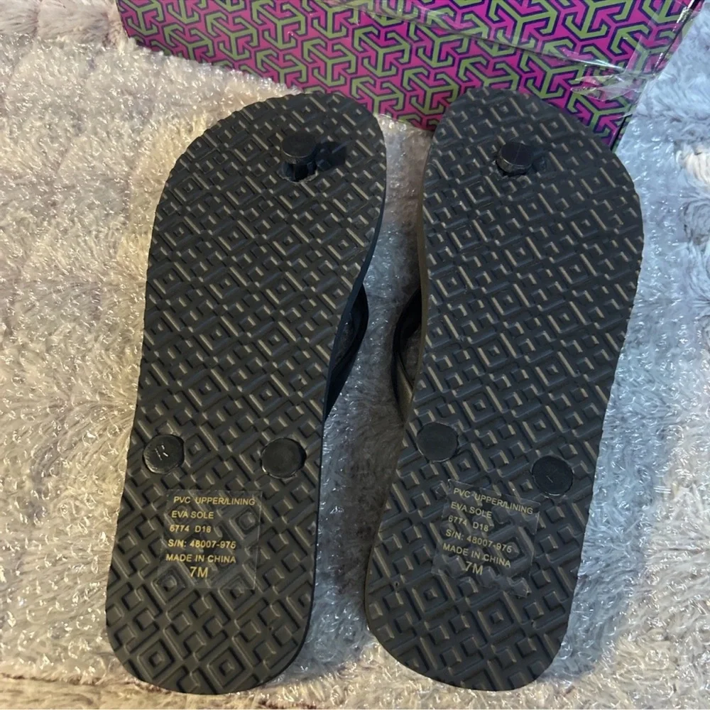 New Tory Burch Black Flip Flops_6